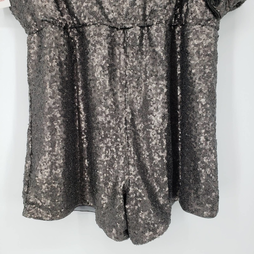 Venus Off the Shoulder Shorts Romper XL Sequin Embellished Asymmetrical Gray NWT - Picture 9 of 11